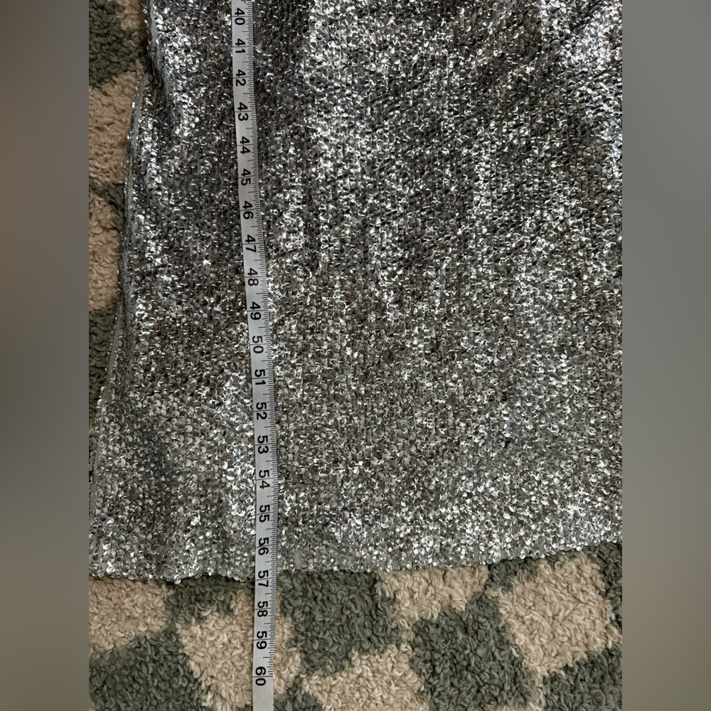 ANTONIO MELANI NWT NEW Silver Reese Sequin Maxi Gown Dress Event Formal Size 6 - Picture 9 of 11